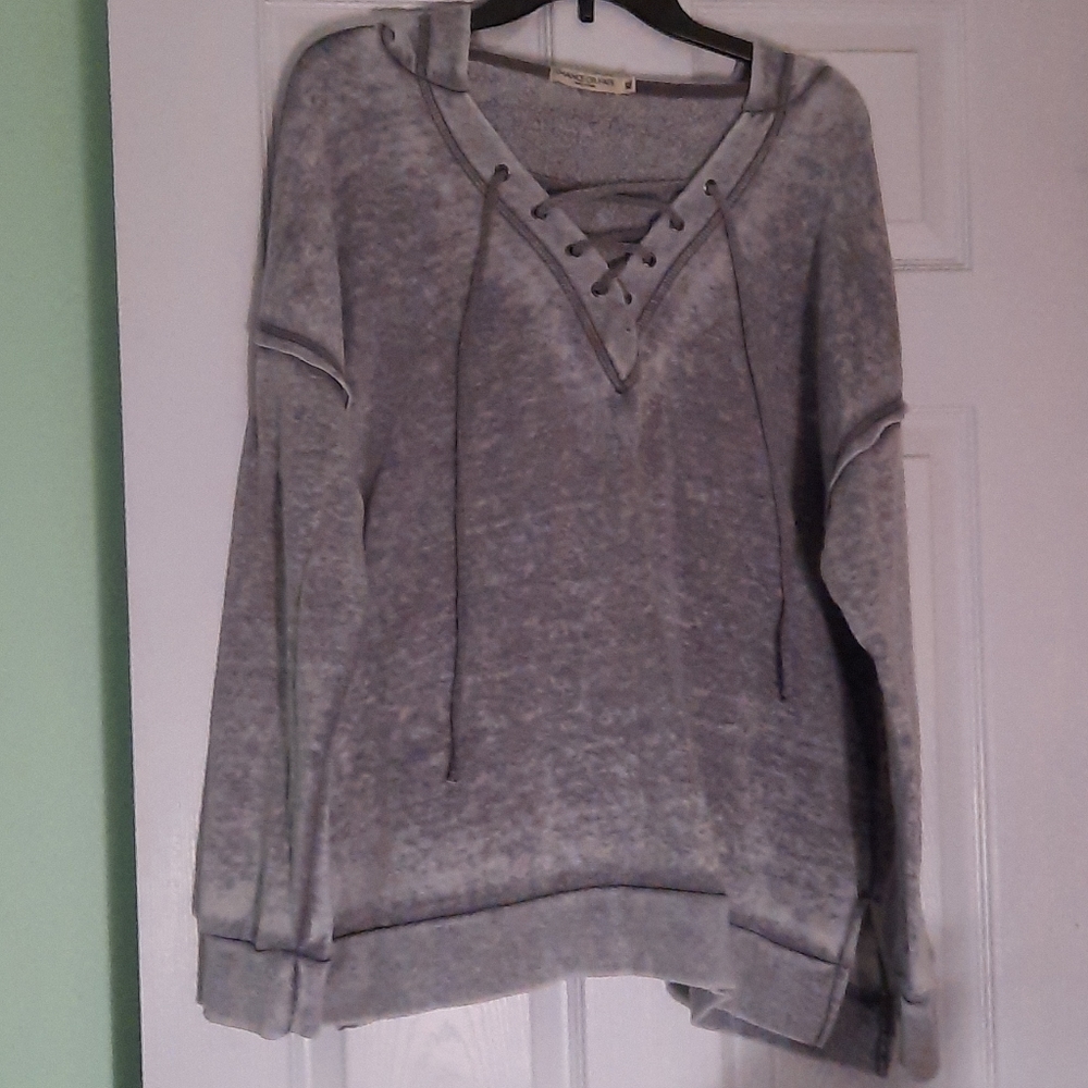 XL hoodie, deep v neck with laces split hem